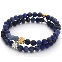 Bracelet Sodalite, avec alliage de zinc, Rond, Placage, avec strass, plus de couleurs à choisir, 6mm Environ 7 pouce, Vendu par brin