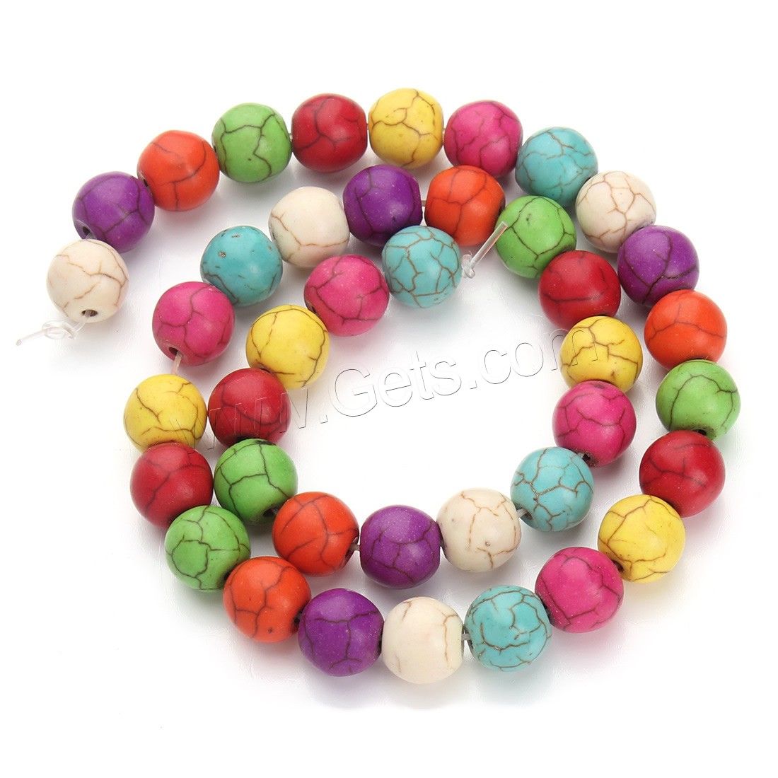 Perles en Turquoise synthétiques, Rond, normes différentes pour le choix, couleurs mélangées, Trou:Environ 1.5mm, Longueur:Environ 15.5 pouce, Vendu par brin