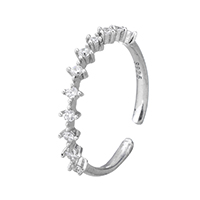 Befestigter Zirkonia Sterlingsilber Fingerring, 925 Sterling Silber, Micro pave Zirkonia & für Frau, 3mm, Größe:6, verkauft von PC