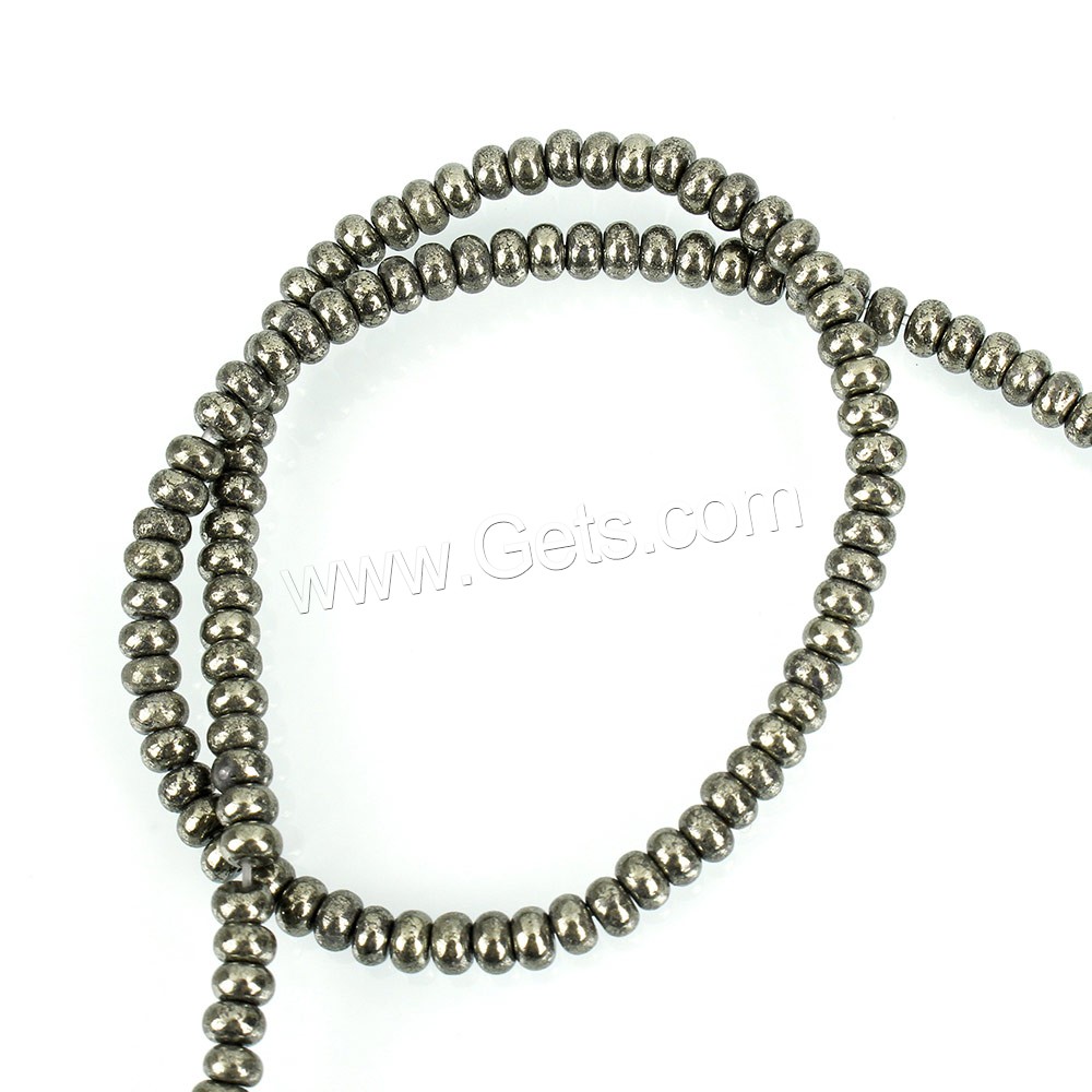 Pirita oro perlas, Pirita de Oro, Toroidal, natural, diverso tamaño para la opción, agujero:aproximado 0.5mm, longitud:aproximado 16 Inch, Vendido por Sarta