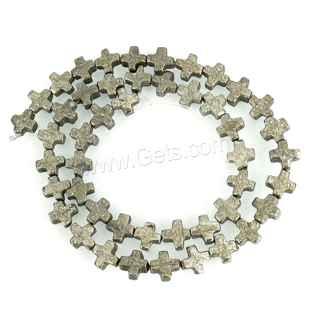 Pyrite dorée perles, croix, naturel, normes différentes pour le choix, Trou:Environ 1mm, Longueur:Environ 16 pouce, Vendu par brin