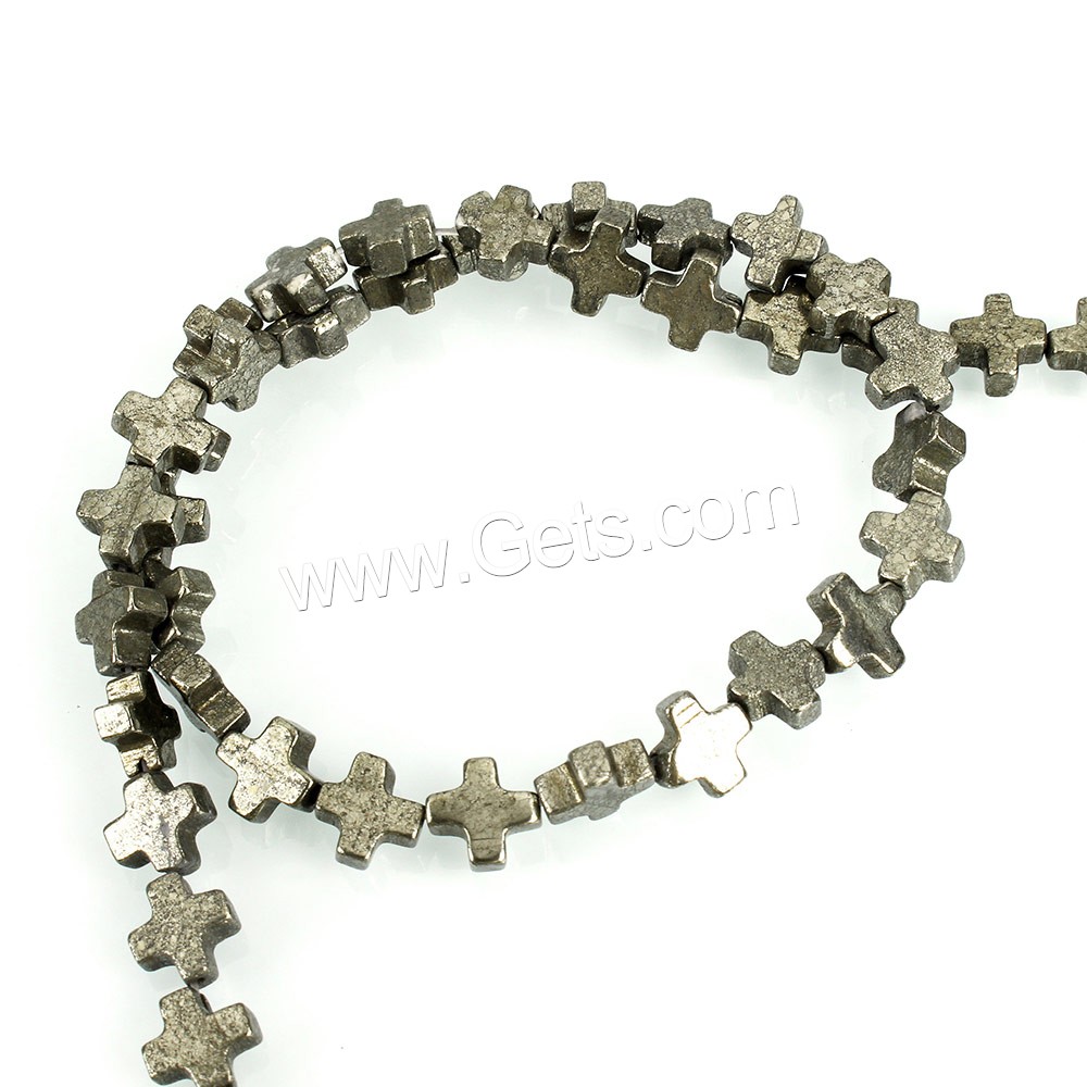 Pyrite dorée perles, croix, naturel, normes différentes pour le choix, Trou:Environ 1mm, Longueur:Environ 16 pouce, Vendu par brin