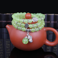 Wrist Mala, Natural Prehnite, with Zinc Alloy, Mythical Wild Animal, natural, for woman & , 8mm Approx 19.3 Inch 