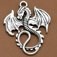 Zinc Alloy Animal Pendants, Dragon, antique silver color plated, lead & cadmium free Approx 1.5mm 