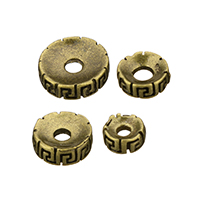 Brass Spacer Beads, Flat Round, antique bronze color plated 