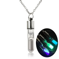 Collier Luminated, laiton, avec verre, Sablier, Placage de couleur platine, chaîne ovale & pour femme & lumineux, plus de couleurs à choisir, sans plomb et cadmium Environ 17.5 pouce, Vendu par brin