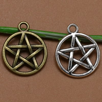 Zink Legierung Stern Anhänger, Zinklegierung, Pentagram, plattiert, keine, frei von Blei & Kadmium, 20x16mm, Bohrung:ca. 1.5mm, 100PCs/Tasche, verkauft von Tasche