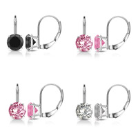 Brass Lever Back Earring, with Austrian Crystal, platinum plated, faceted nickel, lead & cadmium free 