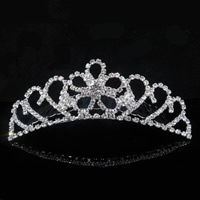 Braut Diademe, Zinklegierung, Krone, Platinfarbe platiniert, für Braut & mit Strass, frei von Blei & Kadmium, 90mm, verkauft von PC