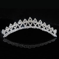 Braut Diademe, Zinklegierung, Krone, Platinfarbe platiniert, für Braut & mit Strass, frei von Blei & Kadmium, 120mm, verkauft von PC