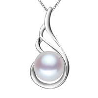 pendentif en laiton de perle d'eau douce cultivée, avec perle d'eau douce cultivée, Plaqué d'argent, naturel & normes différentes pour le choix, blanc, sans plomb et cadmium Environ 1-2mm, Vendu par PC