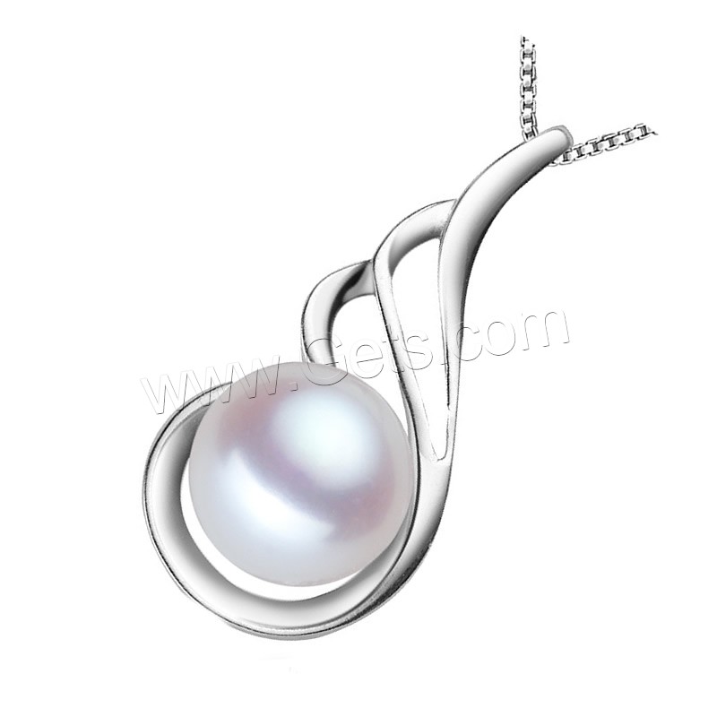 pendentif en laiton de perle d'eau douce cultivée, avec perle d'eau douce cultivée, Plaqué d'argent, naturel & normes différentes pour le choix, blanc, sans plomb et cadmium, Trou:Environ 1-2mm, Vendu par PC