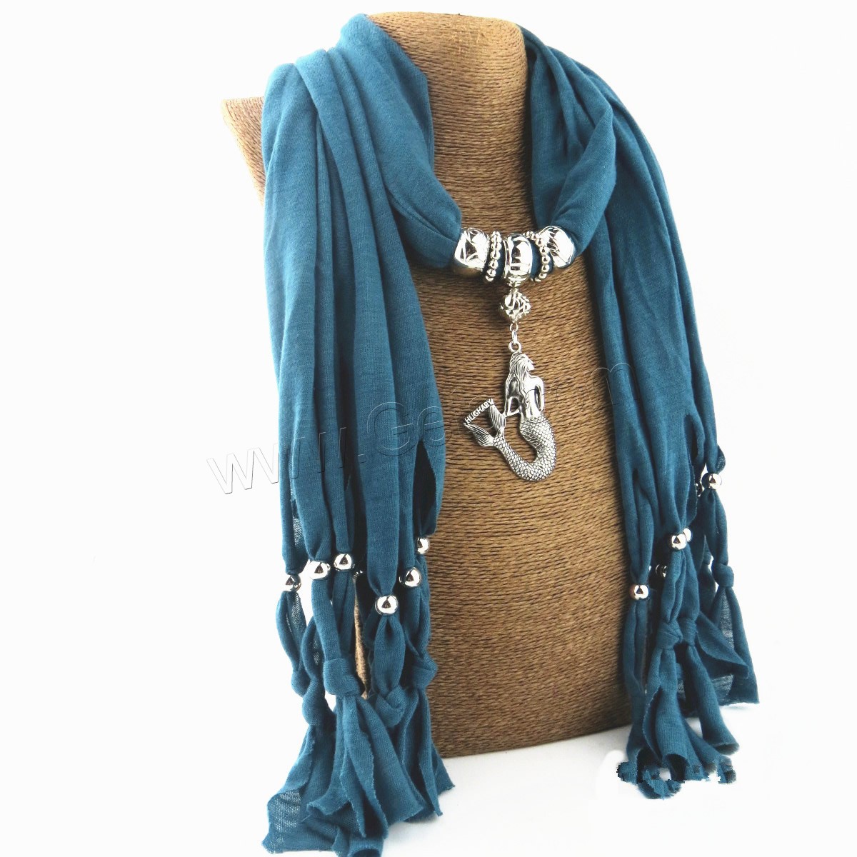 Polyester Long Pendant Scarf, with Zinc Alloy, plated, different size for choice & for woman, more colors for choice, Sold By Strand