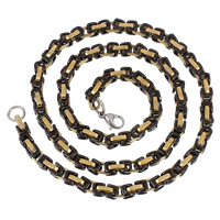 Stainless Steel Chain Necklace, plated, byzantine chain & Unisex & two tone, 5mm Approx 21.5 Inch 