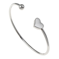 Stainless Steel Cuff Bangle, Heart, original color Inner Approx Approx 6.5 Inch 