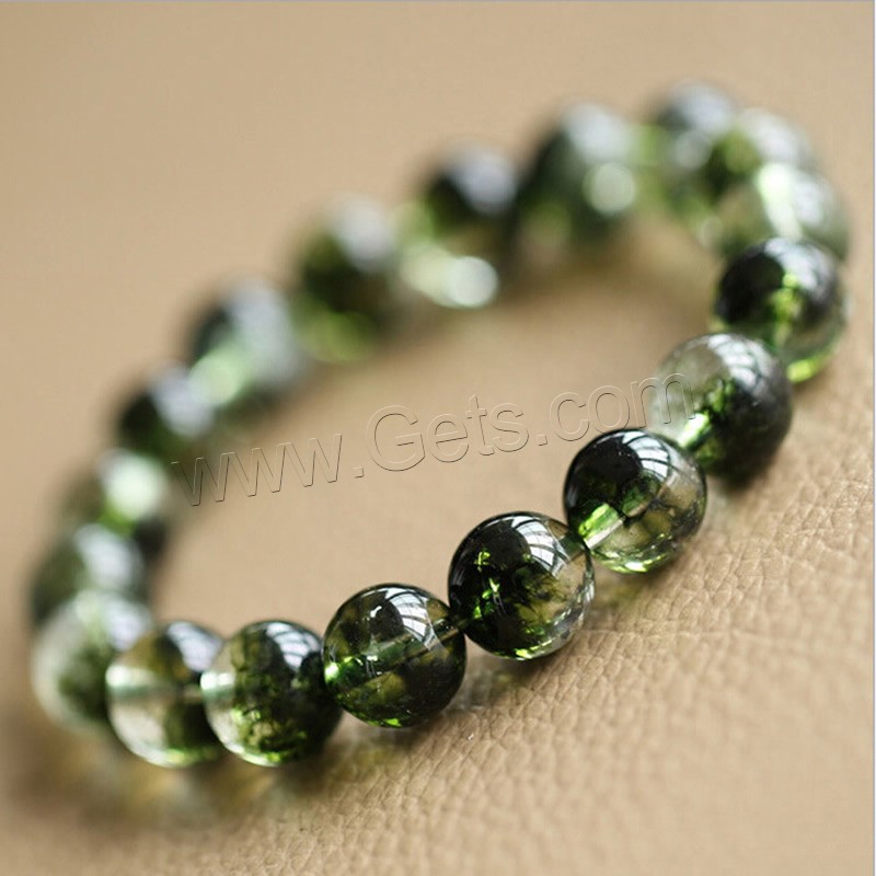 Phantom Quartz Bracelet, Round, different size for choice & for woman, green, Length:Approx 7.5 Inch, Sold By Strand