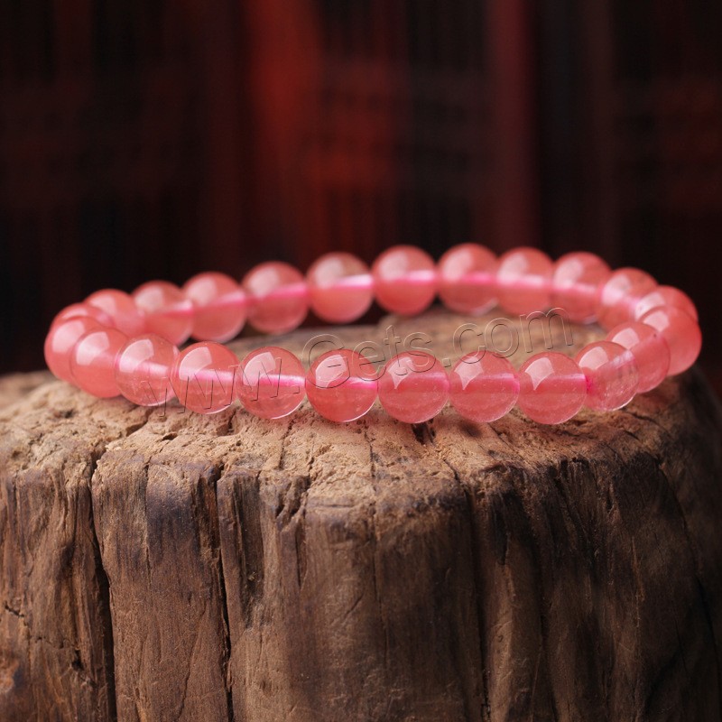 cuarzo cereza Pulsera, Esférico, diverso tamaño para la opción & para mujer, longitud:aproximado 7.5 Inch, Vendido por Sarta