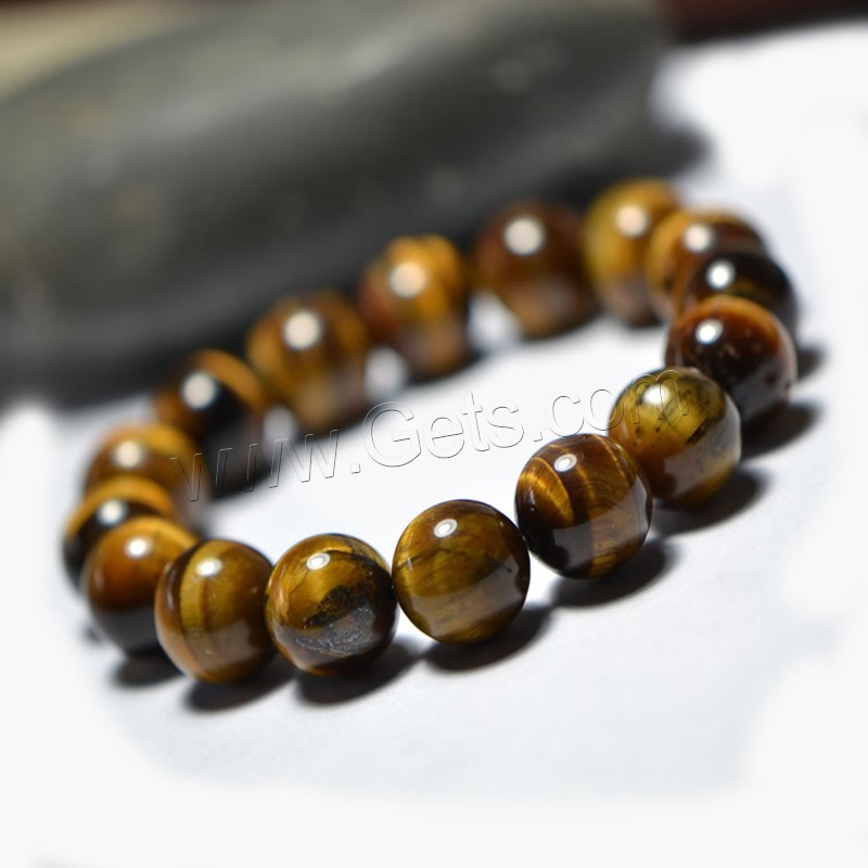 Tiger Eye Bracelet, Round, different size for choice & for woman, Length:Approx 7.5 Inch, Sold By Strand