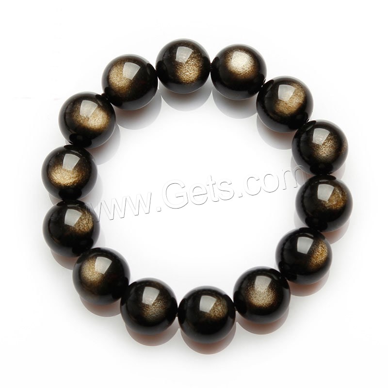 Black Obsidian Bracelet, Natural Black Obsidian, Round, different size for choice & for woman, Length:Approx 7.5 Inch, Sold By Strand