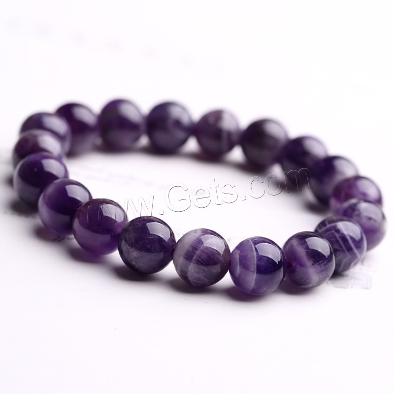 amatista Pulsera, Esférico, natural, Birthstone de febrero & diverso tamaño para la opción & para mujer, longitud:aproximado 7.5 Inch, Vendido por Sarta