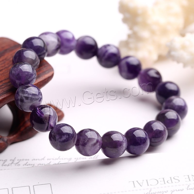 amatista Pulsera, Esférico, natural, Birthstone de febrero & diverso tamaño para la opción & para mujer, longitud:aproximado 7.5 Inch, Vendido por Sarta