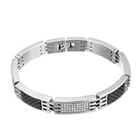 Männer Armband, Edelstahl, plattiert, für den Menschen & mit Strass & zweifarbig, 24x10x4mm, Länge:ca. 8.5 ZollInch, verkauft von Strang