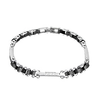 Männer Armband, Edelstahl, plattiert, für den Menschen & mit Strass & zweifarbig, 22x3x3.5mm, 7x3x4mm, Länge:ca. 8 ZollInch, verkauft von Strang