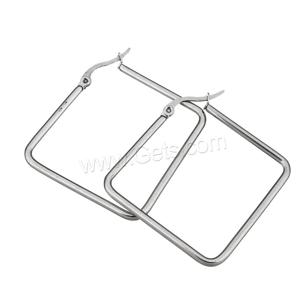 Stainless Steel Hoop Earring, Rhombus, plated, different size for choice, more colors for choice, Sold By Pair