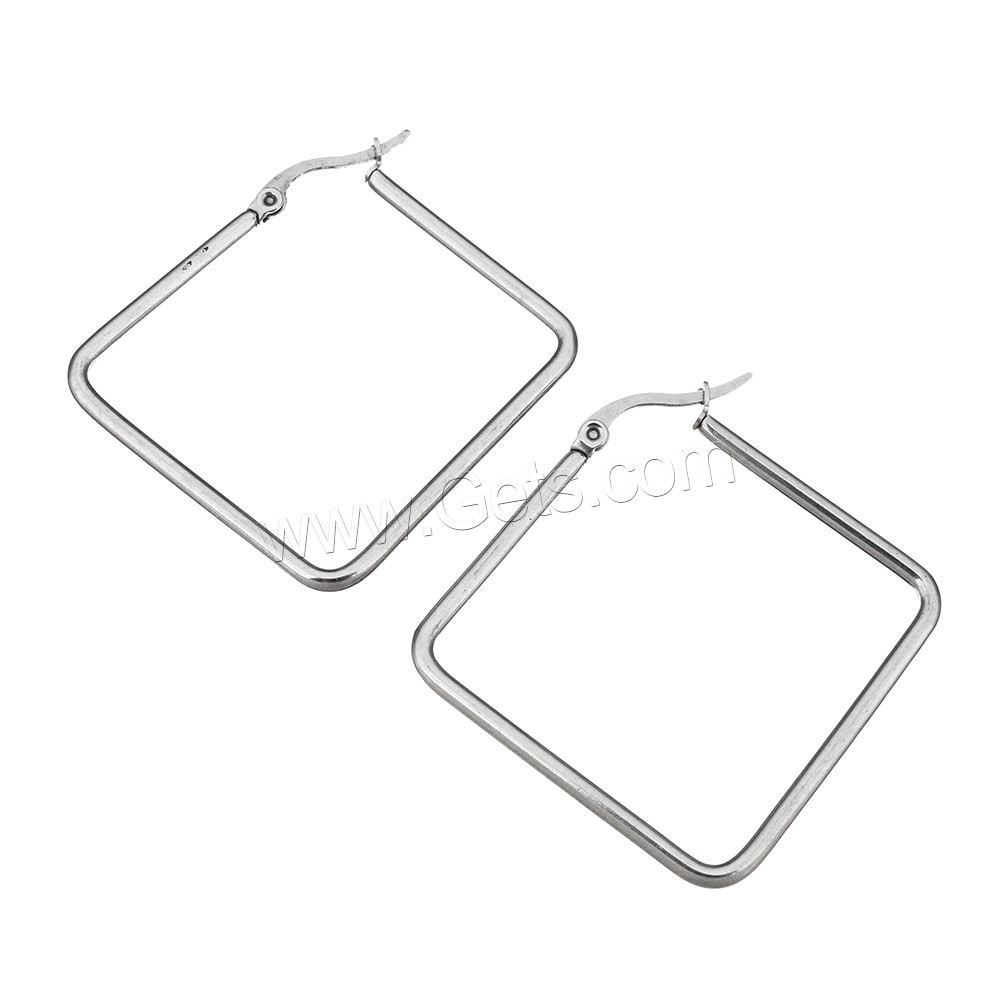 Stainless Steel Hoop Earring, Rhombus, plated, different size for choice, more colors for choice, Sold By Pair