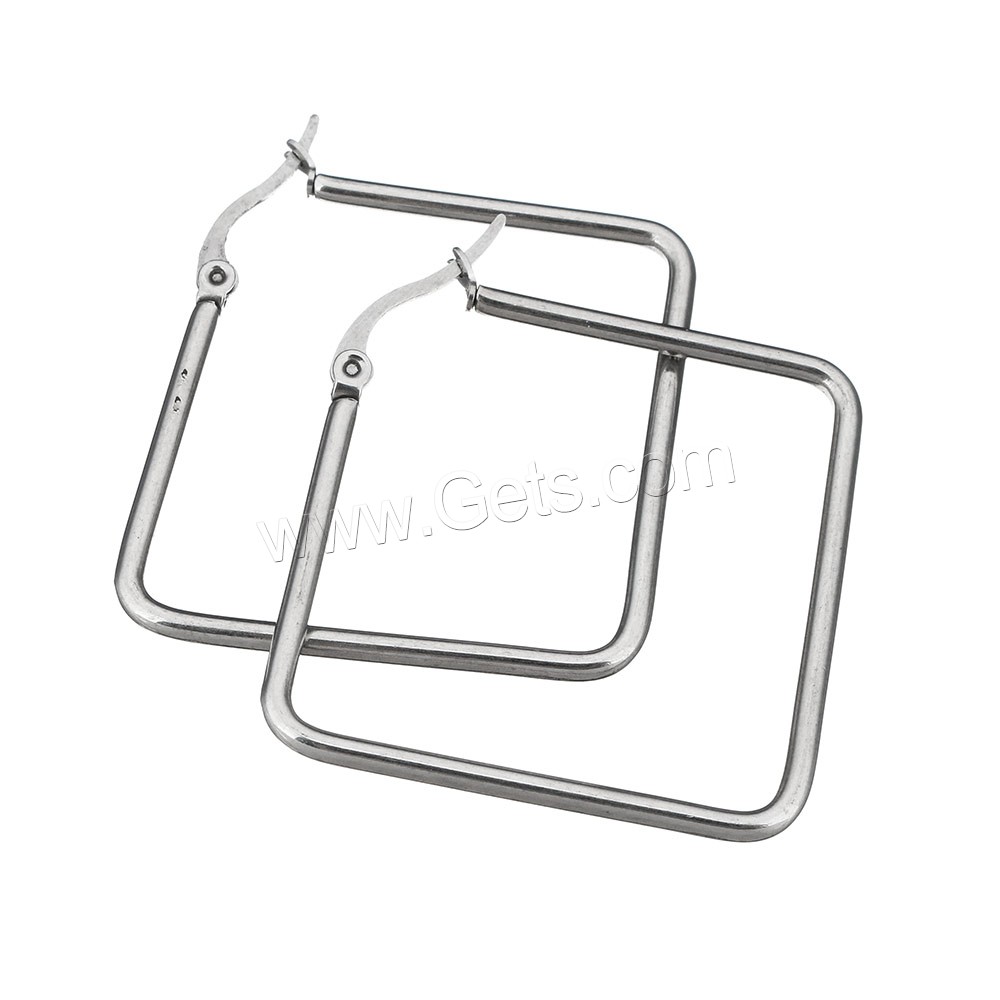 Stainless Steel Hoop Earring, Rhombus, plated, different size for choice, more colors for choice, Sold By Pair