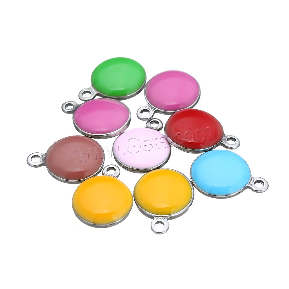 Pendentifs en acier inoxydable émail, Plat rond, normes différentes pour le choix, plus de couleurs à choisir, Trou:Environ 1mm, Vendu par PC