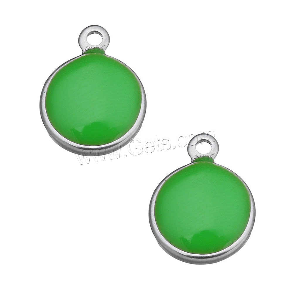 Pendentifs en acier inoxydable émail, Plat rond, normes différentes pour le choix, plus de couleurs à choisir, Trou:Environ 1mm, Vendu par PC