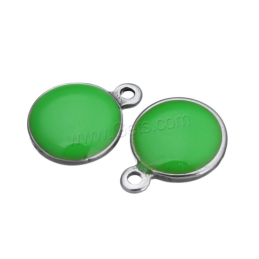 Pendentifs en acier inoxydable émail, Plat rond, normes différentes pour le choix, plus de couleurs à choisir, Trou:Environ 1mm, Vendu par PC