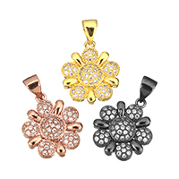 Cubic Zirconia Micro Pave Brass Pendant, Sunflower, plated, micro pave cubic zirconia Approx 