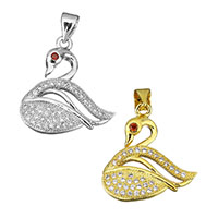 Cubic Zirconia Micro Pave Brass Pendant, Swan, plated, micro pave cubic zirconia Approx 