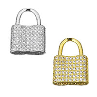 Cubic Zirconia Micro Pave Brass Pendant, Lock, plated, micro pave cubic zirconia & hollow Approx 