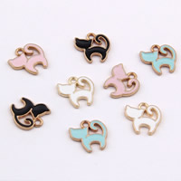 Zinc Alloy Animal Pendants, Cat, gold color plated, enamel, mixed colors, lead & cadmium free Approx 1-1.5mm 