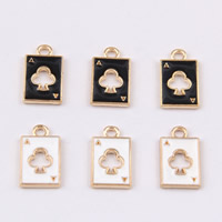 Zinc Alloy Enamel Pendants, Poker, gold color plated, mixed colors, lead & cadmium free Approx 1-1.5mm 