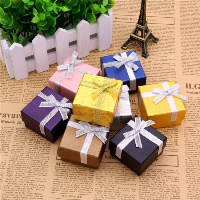 Cardboard Single Ring Box, with Sponge & Sparkle Ribbon, Square 