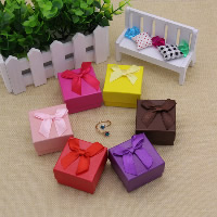 Cardboard Single Ring Box, with Sponge & Satin Ribbon, Square 