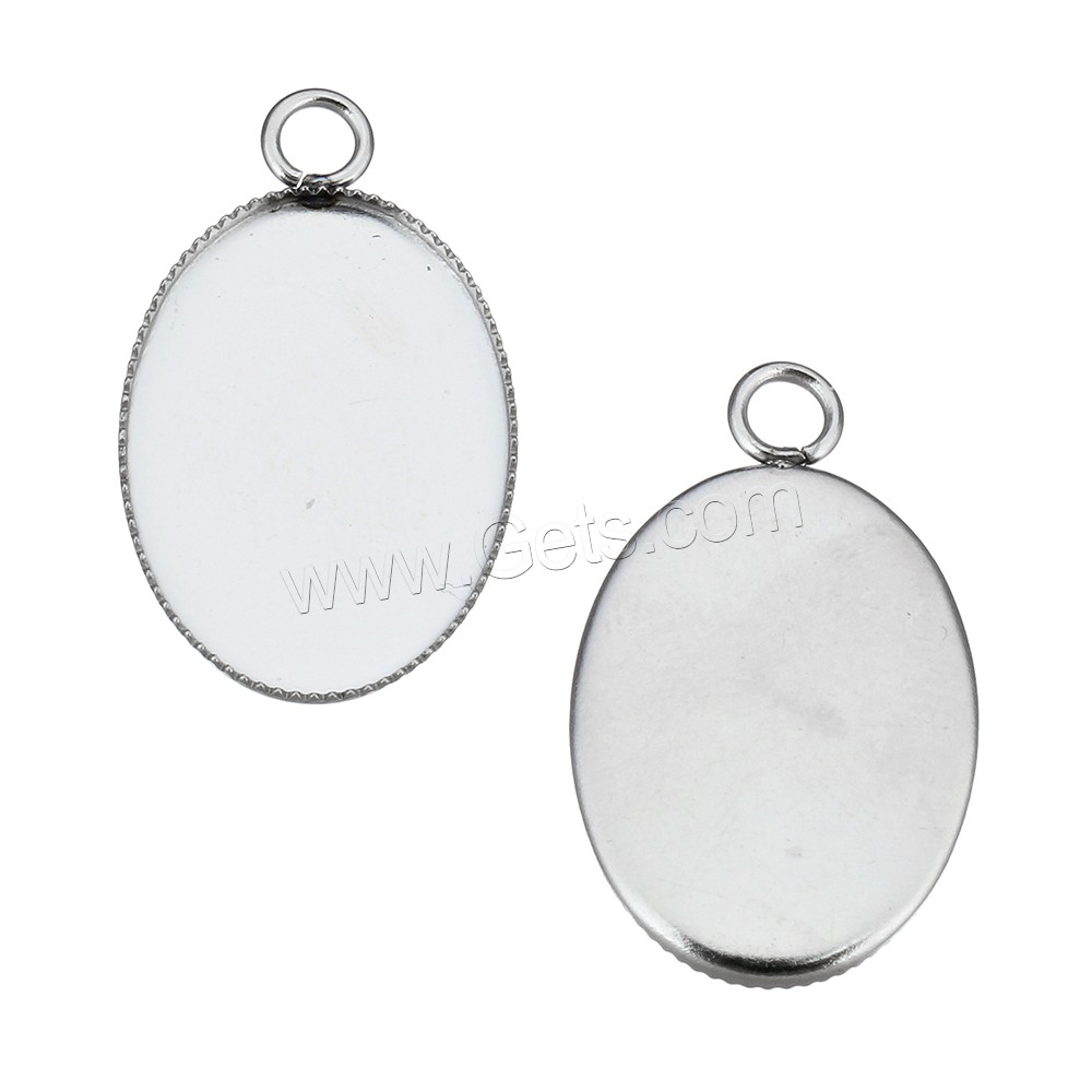 Monture de pendentif en acier inoxydable, ovale plat, normes différentes pour le choix, couleur originale, Trou:Environ 2.5mm, Vendu par PC