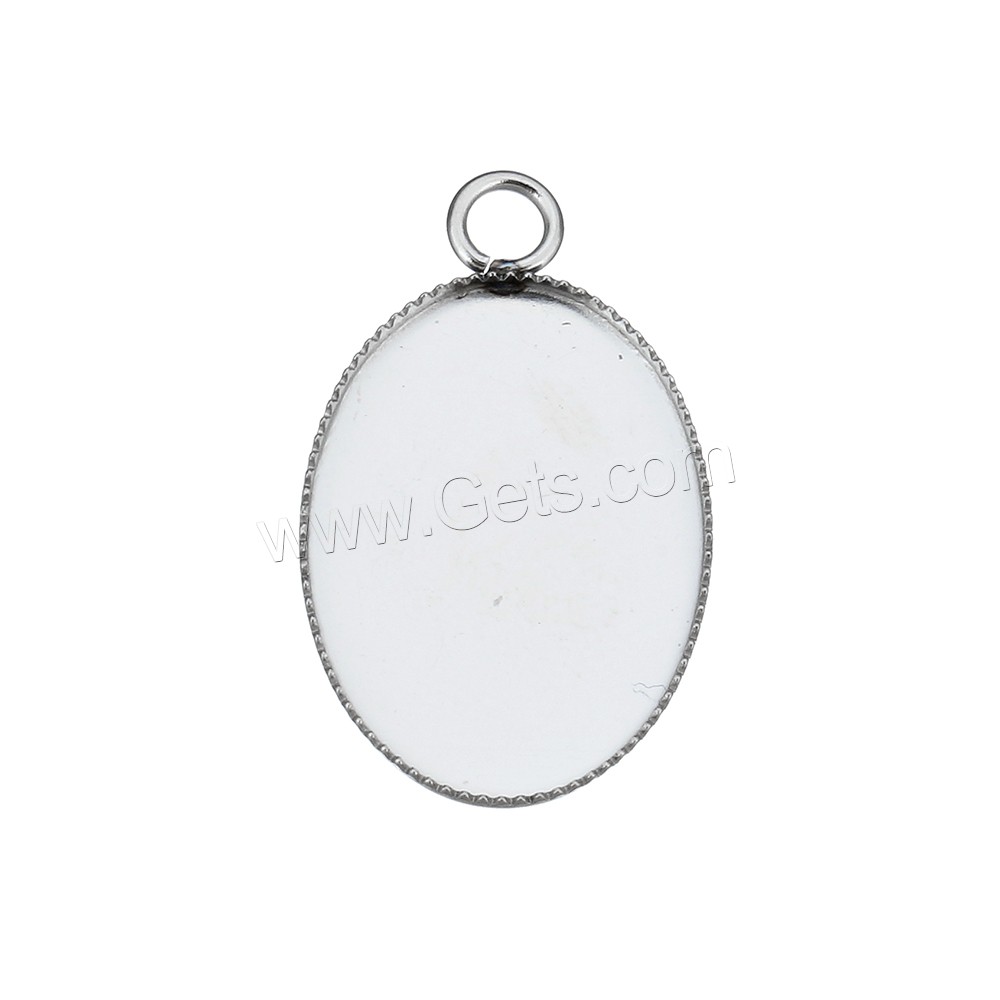 Monture de pendentif en acier inoxydable, ovale plat, normes différentes pour le choix, couleur originale, Trou:Environ 2.5mm, Vendu par PC