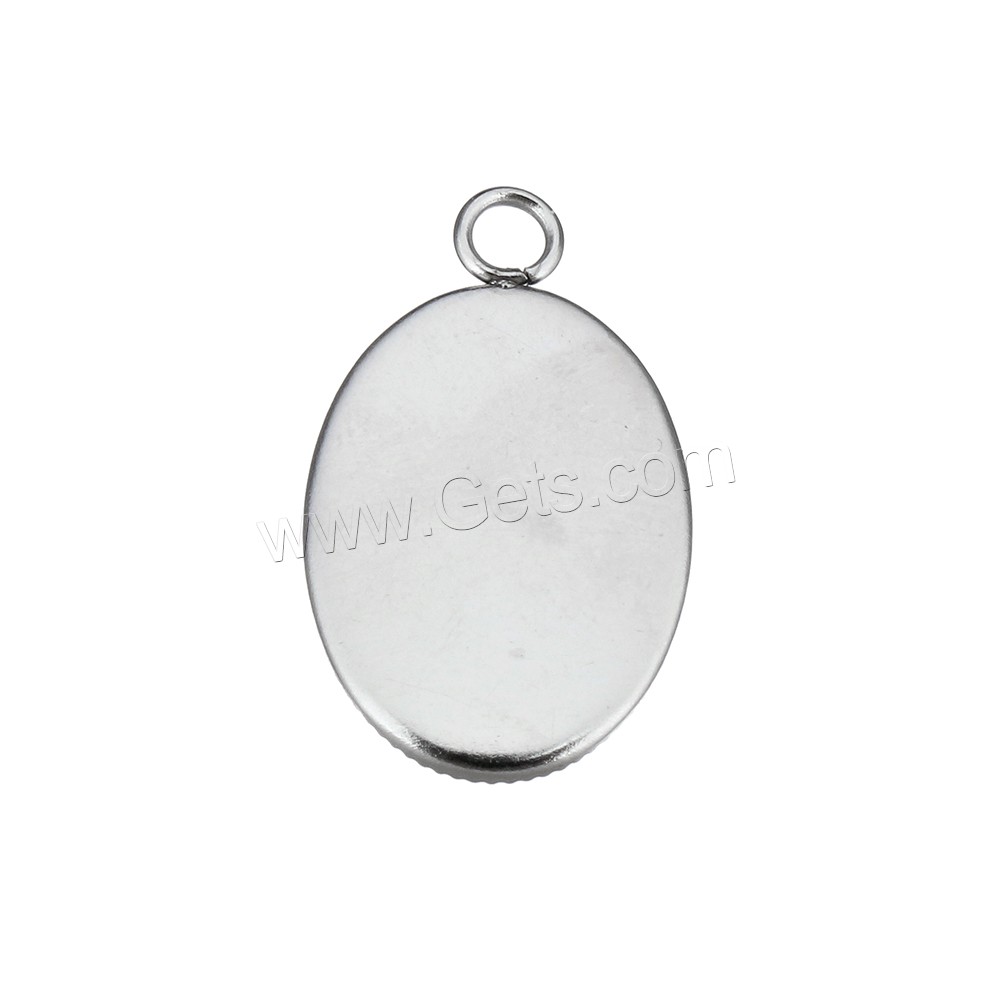 Monture de pendentif en acier inoxydable, ovale plat, normes différentes pour le choix, couleur originale, Trou:Environ 2.5mm, Vendu par PC