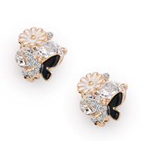 Zinc Alloy Clip Earring, with plastic earnut, iron earring clip, Butterfly, plated, for woman & enamel & with rhinestone lead & cadmium free, 15mm 