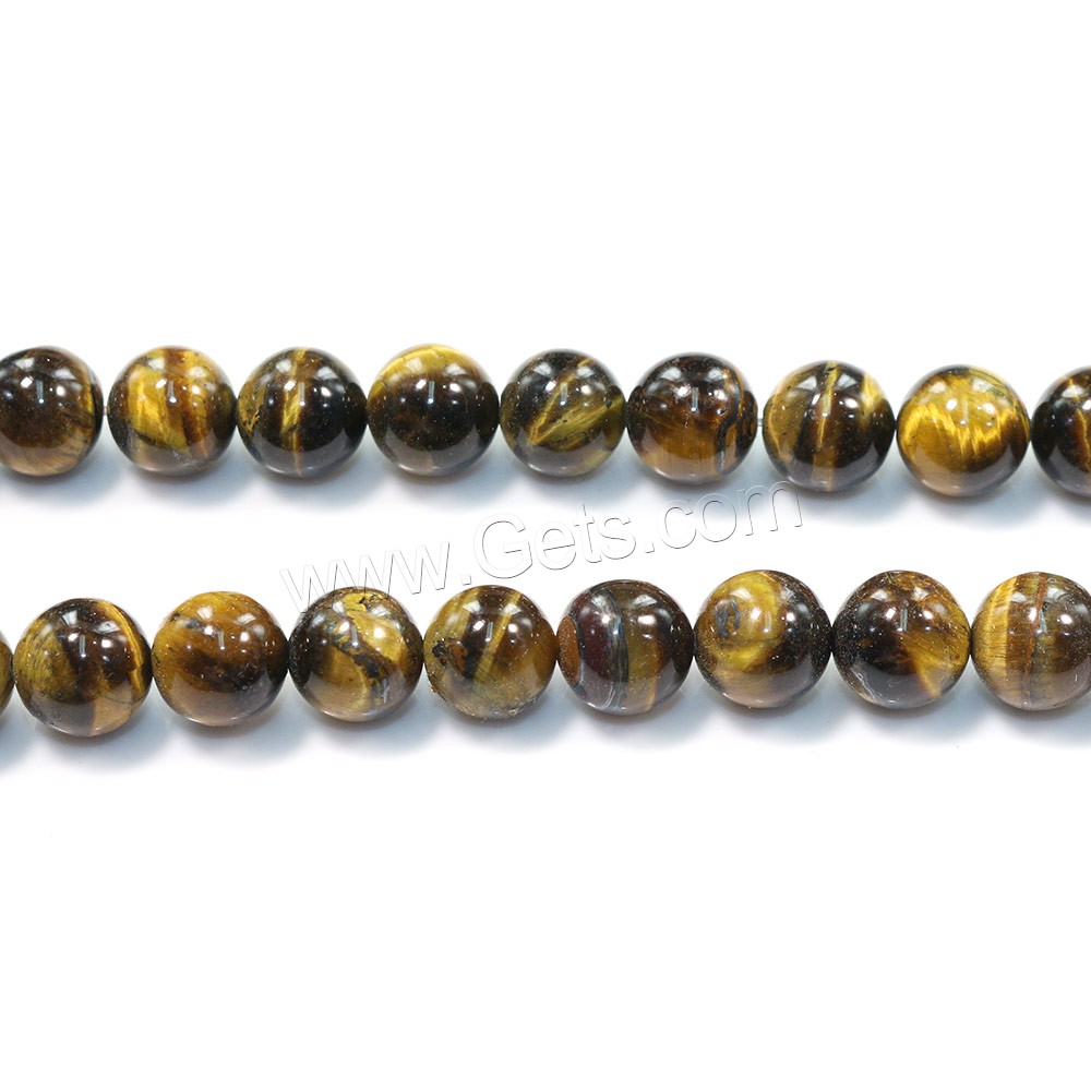 Perles d'Oeil de tigre, Rond, naturel, normes différentes pour le choix, Niveau AB, Trou:Environ 0.5-1.5mm, Longueur:Environ 15.5 pouce, Vendu par brin