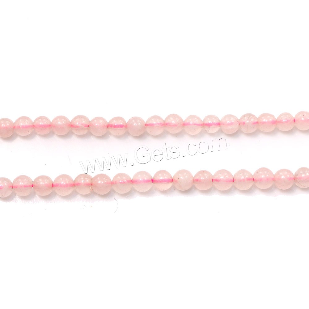 Abalorio De Cuarzo Rosa Natural, cuarzo rosado, Esférico, diverso tamaño para la opción, agujero:aproximado 0.1-1mm, longitud:aproximado 14 Inch, Vendido por Sarta