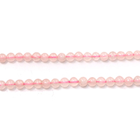 Abalorio De Cuarzo Rosa Natural, cuarzo rosado, Esférico, diverso tamaño para la opción, agujero:aproximado 0.1-1mm, longitud:aproximado 14 Inch, Vendido por Sarta