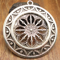 Zinc Alloy Flat Round Pendants, antique silver color plated, lead & cadmium free Approx 1.5mm 