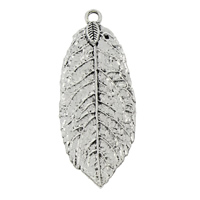 Pendentifs feuilles en alliage de zinc , Plaqué de couleur d'argent, sans plomb et cadmium Environ 1.5mm, Vendu par PC