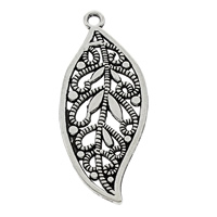 Pendentifs feuilles en alliage de zinc , Plaqué de couleur d'argent, sans plomb et cadmium Environ 1mm, Vendu par PC